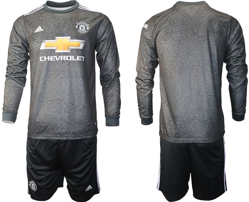 Men 2020-2021 club Manchester united away long sleeve black Soccer Jerseys->manchester united jersey->Soccer Club Jersey